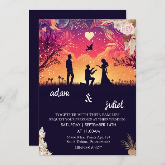 Invitation couleur boho rustique moderne élégant Twilight Mar (Devant / Derrière)