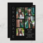 Invitation Couleur brillante - Blanc & Noir Diplômé 6 Multi P (Devant / Derrière)