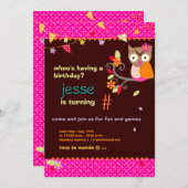 Invitation Couleur Chaud rose/Orange Owl/DO-IT-YOURSELF... Fê (Devant / Derrière)