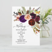Invitation Couleur Chic Fleurs Bold Verdure Mariage Blanc (Debout devant)