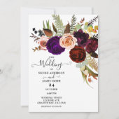 Invitation Couleur Chic Gras Floral Vert Mariage blanc (Devant)