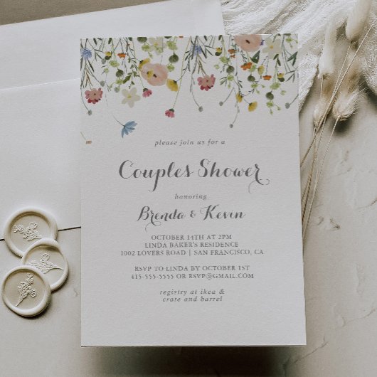Invitation Couleur Dainty Fleurs Sauvages Couples Douche