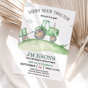 Invitation Couleur d'aquarelle 1er anniversaire du Tracteur v