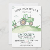 Invitation Couleur d'aquarelle 1er anniversaire du Tracteur v (Devant)
