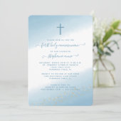 Invitation Couleur d'Aquarelle bleu communion (Debout devant)