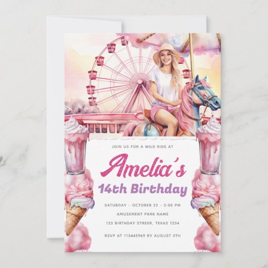 Invitation Couleur d'aquarelle Carousel (Devant)