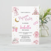 Invitation Couleur d'aquarelle de la fête du pyjama (Debout devant)