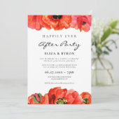 Invitation Couleur d'aquarelle des pavots rouges Heureux touj (Debout devant)