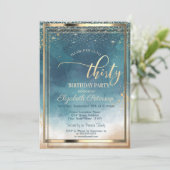 Invitation Couleur d'aquarelle Gold 30e fête d'anniversaire (Debout devant)