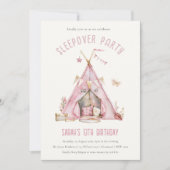 Invitation Couleur d'aquarelle mignonne rosée Filles tentes (Devant)