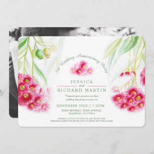 Invitation Couleur d'aquarelle rouge eucalyptus gumnut 1ère f