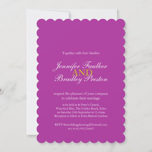 Invitation Couleur d'aquarelle violette art printemps mariage (Dos)