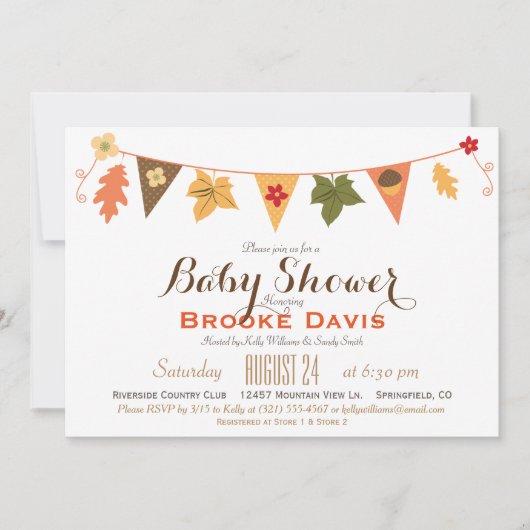 Invitation Couleur d'automne Feuille Baby shower de drapeau (Devant)