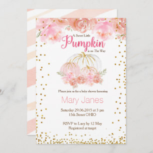 Invitation Couleur d'baby shower citrouille de fille rose