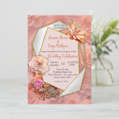 Invitation Couleur de broyage d'abricot 2024 avec succulents (Debout devant)