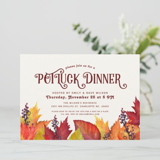 Invitation Couleur de l'automne | Soirée Thanksgiving PotLuck (Debout devant)