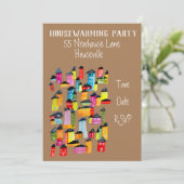 Invitation Couleur de l'eau de la maison mignonne (Debout devant)