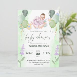 Invitation couleur de l'eau Genre Neutre Baby shower Invitati