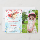 Invitation Couleur de l'eau Ladybug Anniversaire Photo Invita (Devant)