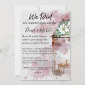 Invitation Couleur de l'eau Lanterne & Fleurs après mariage (Devant)