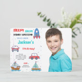 Invitation Couleur de l'eau Transport photo d'anniversaire (Debout devant)