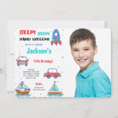 Invitation Couleur de l'eau Transport photo d'anniversaire (Devant)