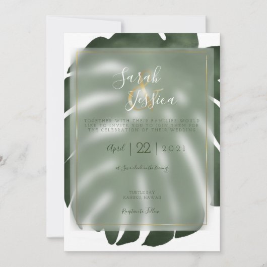 Invitation Couleur de l'eau tropicale Monstera (Devant)