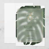 Invitation Couleur de l'eau tropicale Monstera (Devant / Derrière)