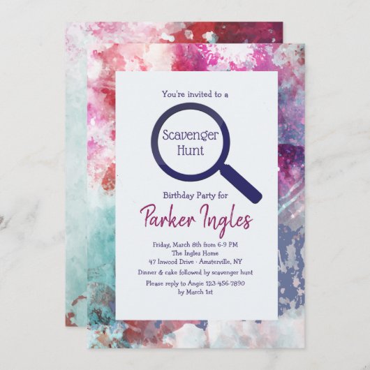 Invitation Couleur de sélection encadrée (Devant / Derrière)