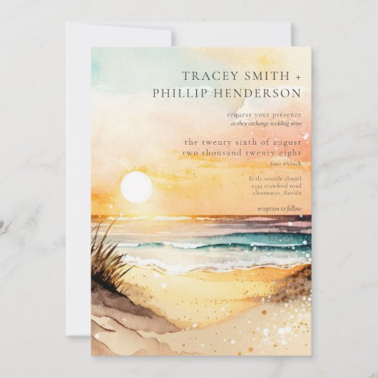 Invitation Couleur de soleil de plage rustique (Devant)