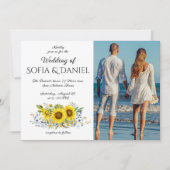 Invitation Couleur de tournesol bleu photo mariageInvitation (Devant)
