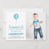 Invitation Couleur d'eau bleu Bleu photo fête d'anniversaire (Devant)