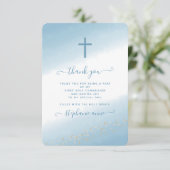 Invitation Couleur d'eau bleu de la croix de commu (Debout devant)