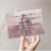 Invitation Couleur d'eau bleu et rose enregistrer la date