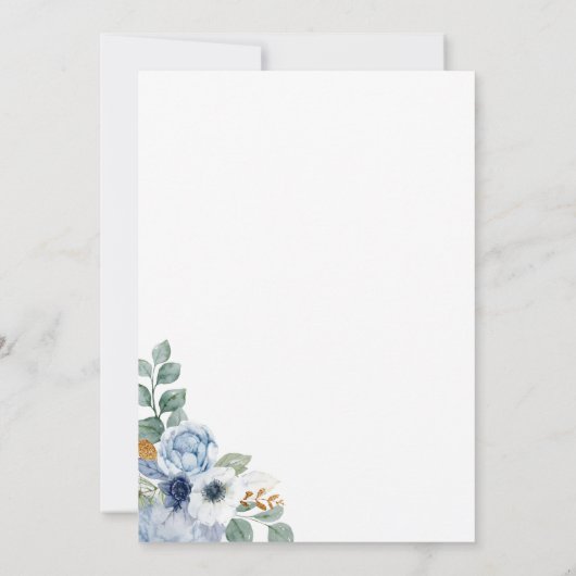 Invitation Couleur d'eau bleu foncé (Dos)