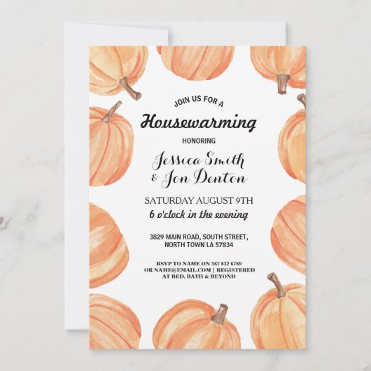 Invitation Couleur d'eau Citrouille de la fête du réchauffeme (Devant)