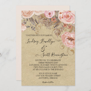 Invitation Couleur d'eau de couleur rose pâle de l'automne Go