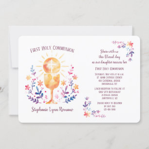 Invitation Couleur d'eau de la communion religieuse