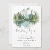Invitation Couleur d'eau de la scène du lac Rustic Mountain (Devant)