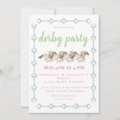 Invitation Couleur d'eau Derby Party Horses Racing (Devant)