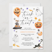 Invitation Couleur d'eau d'Halloween jolie fête d'anniversair (Devant)