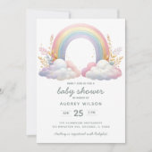 Invitation Couleur d'eau douce arc-en-ciel Baby shower neutre (Devant)