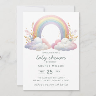 Invitation Couleur d'eau douce arc-en-ciel Baby shower neutre