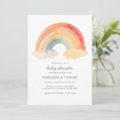 Invitation Couleur d'eau douce arc-en-ciel Baby shower neutre (Debout devant)