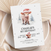 Invitation Couleur d'eau douce Highland Cow Kids hiver Annive