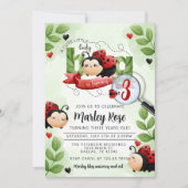 Invitation Couleur d'eau douce Ladybug Beetle fête d'annivers (Devant)