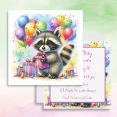 Invitation Couleur d'eau douce Raccoon de dessin