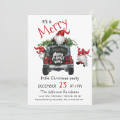 Invitation Couleur d'eau douce Rouge Gnomes Petit Noël (Debout devant)