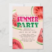 Invitation Couleur d'eau douce Watermelon fête d'été | Rose (Devant)