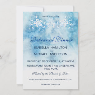 Invitation Couleur d'eau du script d'hiver bleu poussiéreux